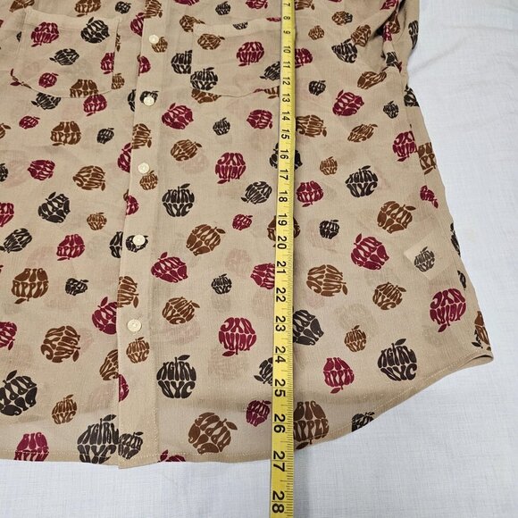 X-Girl Big Apple Women Top Blouse Shirt Size M Beige Chiffon Button Up Long Slee - Picture 13 of 14